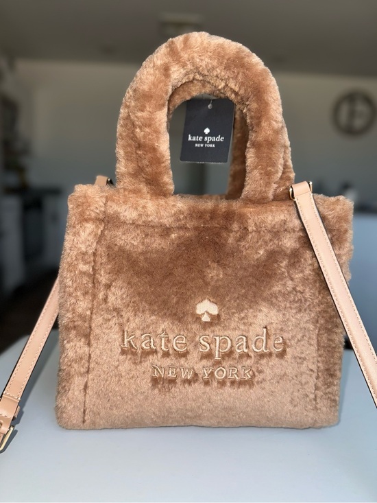kate spade Handbags - NWT Kate Spade Ellie Faux Fur Small Tote in Light Fawn